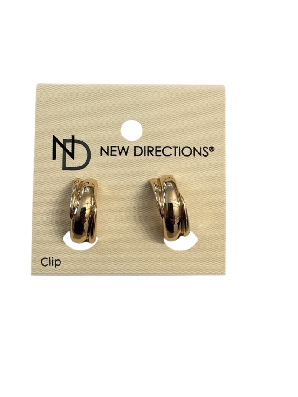 New Directions Women's Gold Textured Small Hoop Clip-On Earrings NWT